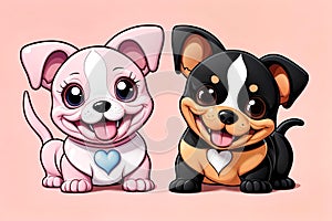 Cartoon comic smile puppy dog love expression pet drawing