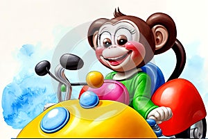 Cartoon comic smile toy bumper car monkey carnival fun