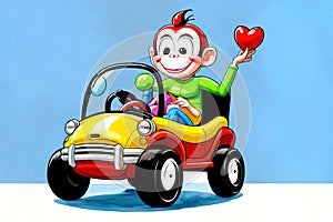 Cartoon comic smile valentine card love letter toy bumper car