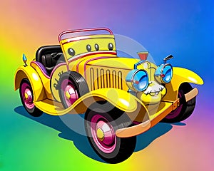 Cartoon comic smile vintage car classic funny luxury smiling roadster