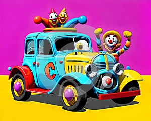 Cartoon comic smile vintage car classic summer parade fun celebration photo