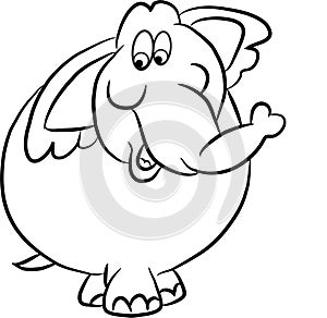 Cartoon comic white and black illustrationof elefant.