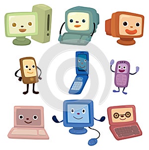Cartoon computer and phone face icon