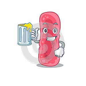 A cartoon concept of shigella sonnei rise up a glass of beer photo