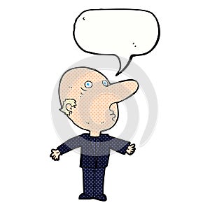 cartoon confused middle aged man with speech bubble