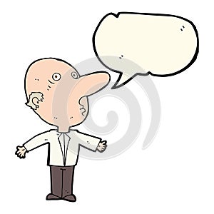 cartoon confused middle aged man with speech bubble