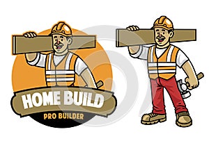 Cartoon construction worker mascot
