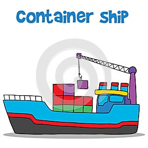 Cartoon of container ship vector