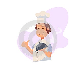 Cartoon cook chef illustration, restaurant cook chef hat and cook uniform