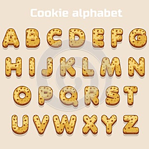 Cartoon cookie font, alphabet