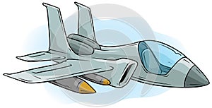 Cartoon cool air Jet Fighter vector icon