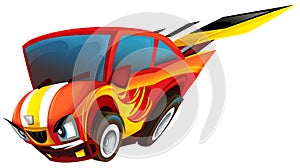 Cartoon cool looking sports car isolated illustration