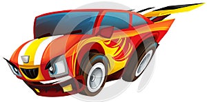 Cartoon cool looking sports car isolated illustration