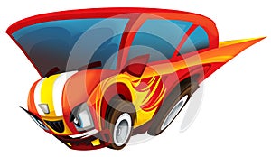 Cartoon cool looking sports car isolated illustration