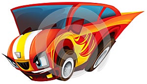 Cartoon cool looking sports car isolated illustration