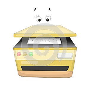 Cartoon copier machine that looks like a character