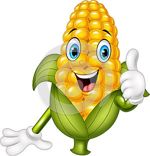 Cartoon corn giving thumbs up photo