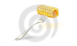 Cartoon corn noggin on fork