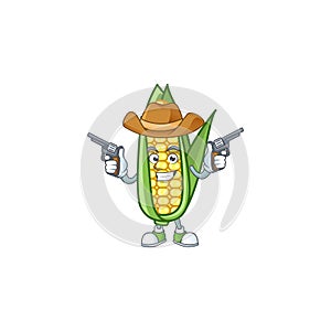 Cartoon corn sweet with the character cowboy