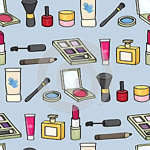 Cartoon Cosmetics Seamless Background