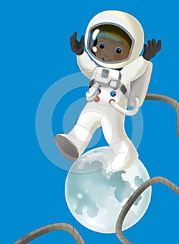 Cartoon cosmonaut - illustation for the children