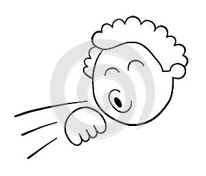 Cartoon coughing man, vector illustration