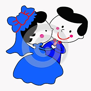 Cartoon couple men and woman happy love