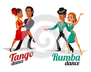 cartoon of a couples dancing tango and rumba