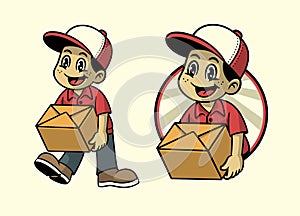 Cartoon of Courier Boy Mascot Logo Design