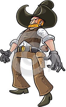 Cartoon cowboy ready to draw his gun photo