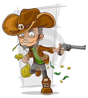 Cartoon cowboy robber with handgun