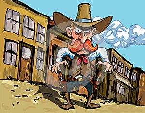 Cartoon cowboy with sixguns