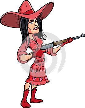 Cartoon cowgirl with a rifle