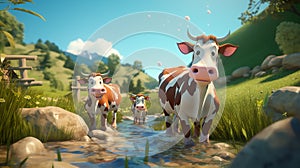 Cartoon cows coming img