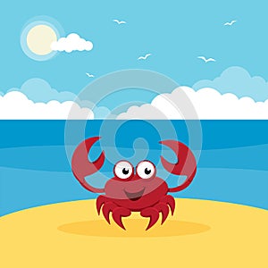 Cartoon crab by the deep sea