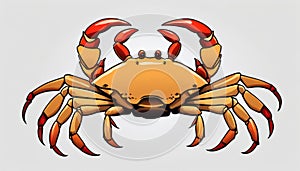 A cartoon crab with red claws