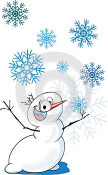 Cartoon crazy snowman.