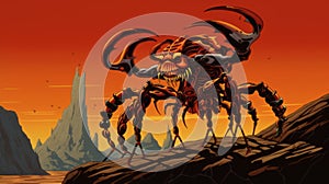 Cartoon Creature On Rocks: A Schizowave Insect-inspired Artwork By Dan Mumford