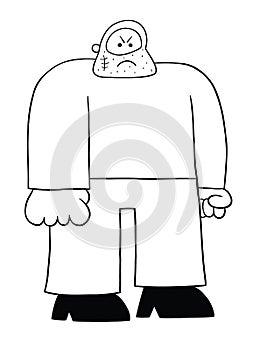 Cartoon criminal, angry bad guy, vector illustration