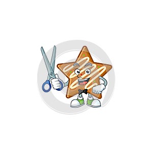 Cartoon crispy star cookies with the character barber