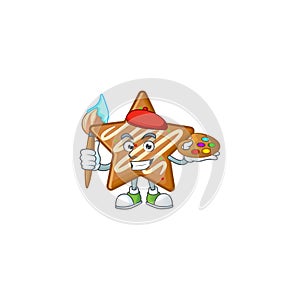 Cartoon crispy star cookies with the character painter