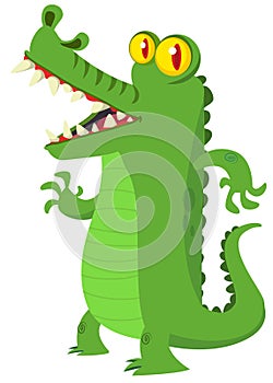 Cartoon crocodile character. Vector illustration isolated on white