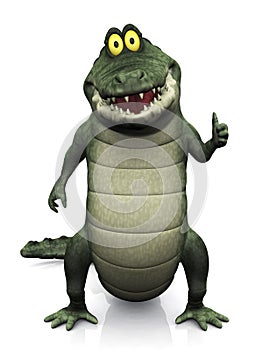 Cartoon crocodile doing a thumbs up.