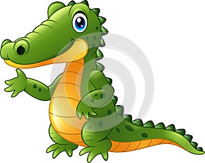 Cartoon crocodile presenting