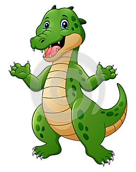 Cartoon crocodile waving