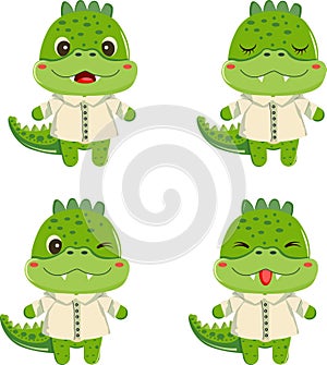 Cartoon croocodile kawaii style vector