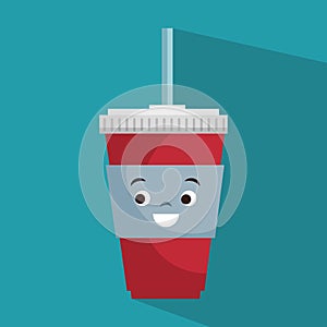 Cartoon cup plastic soda with straw