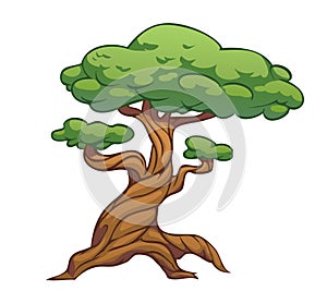 Cartoon curvy tree
