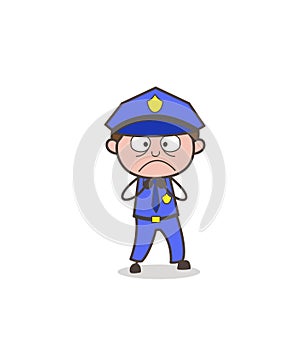 Cartoon Custom-Officer Frowning Face