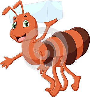 Cartoon cute ant carrying sugar